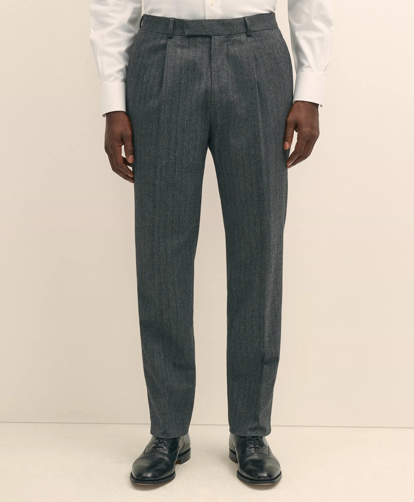Classic Fit Cotton Herringbone Suit Pants