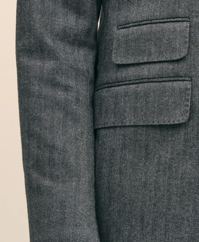 Classic Fit Double-Breasted Cotton Herringbone Suit Jacket