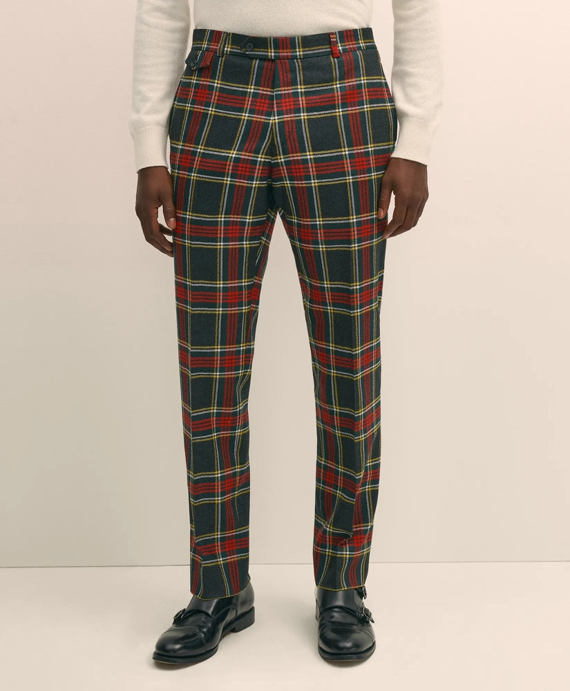 Classic Fit Wool-Blend Tartan Dress Pants
