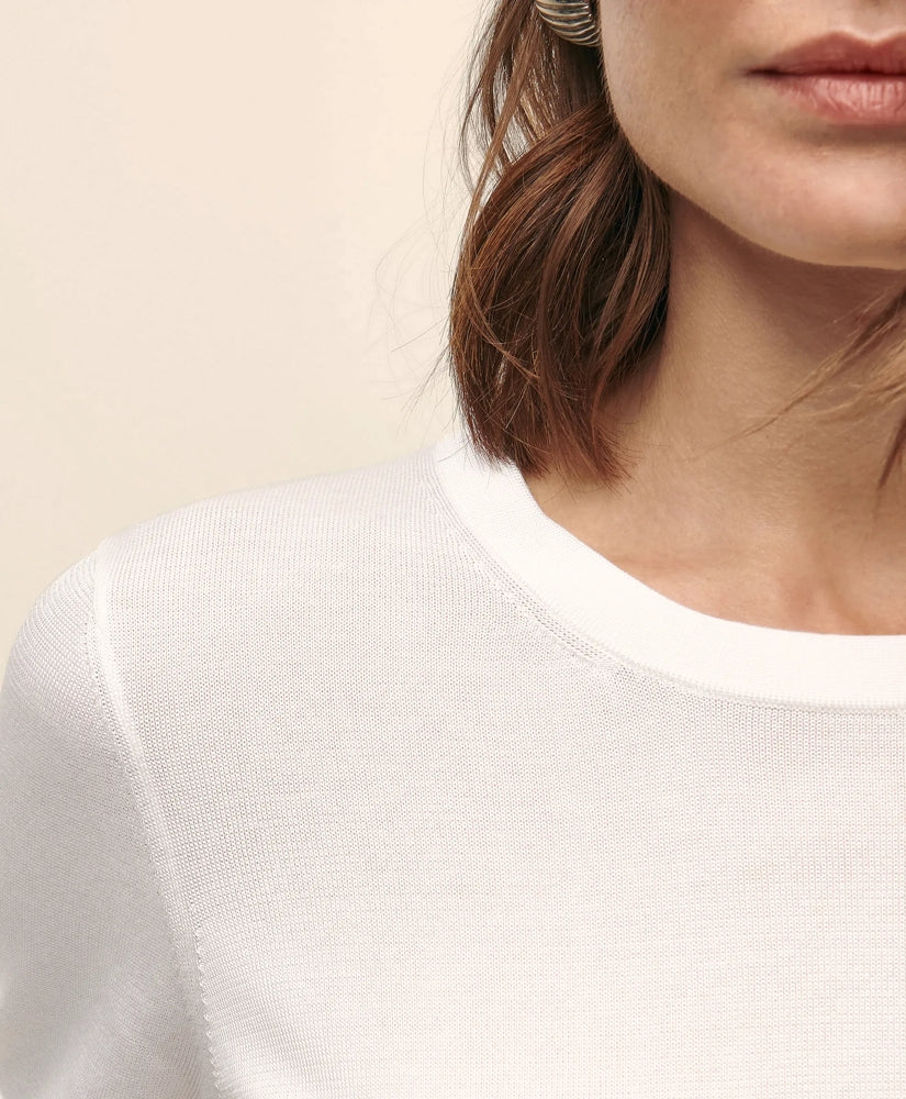 Classic Short-Sleeve Jersey Crewneck Sweater