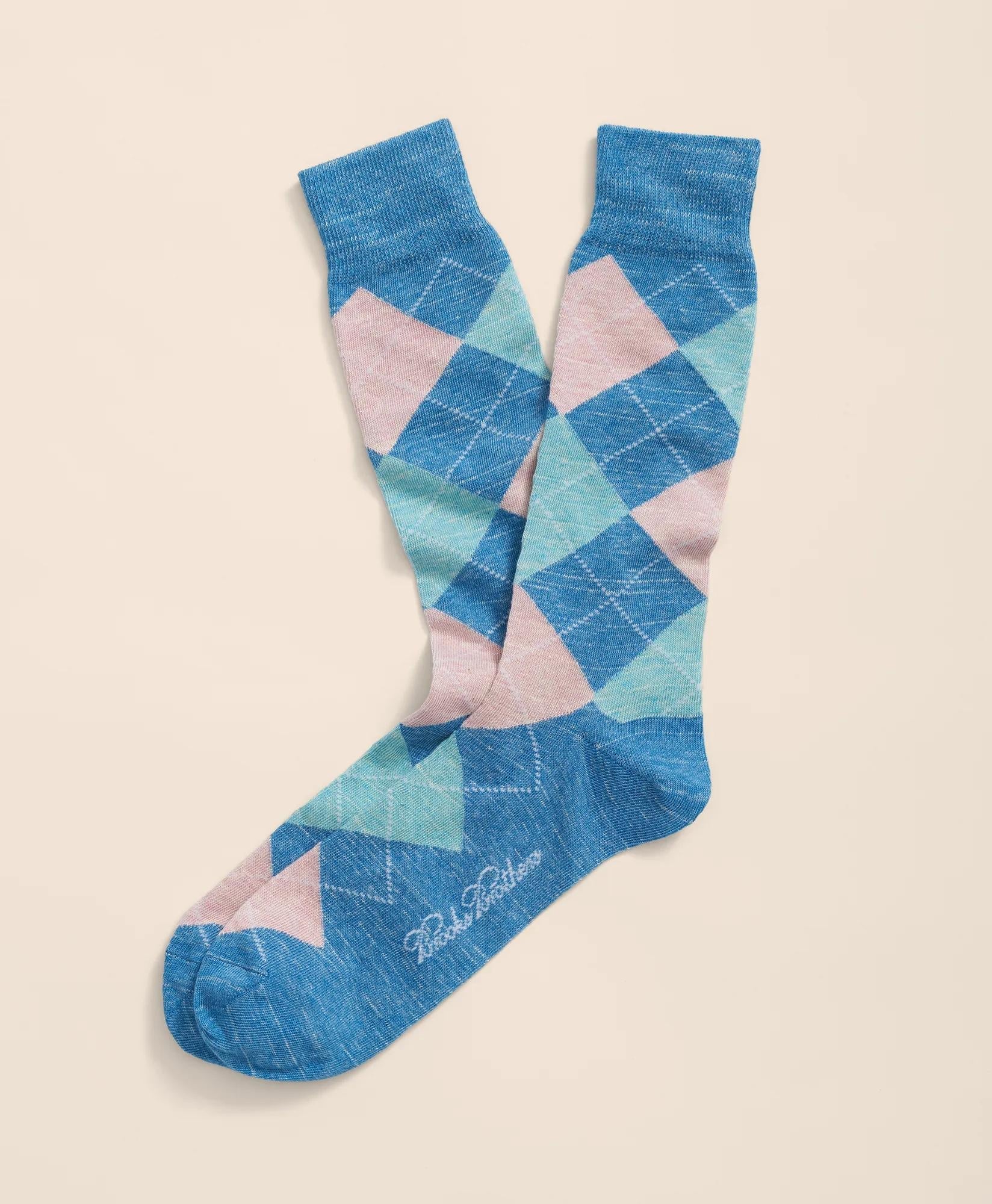 Cotton Blend Argyle Socks