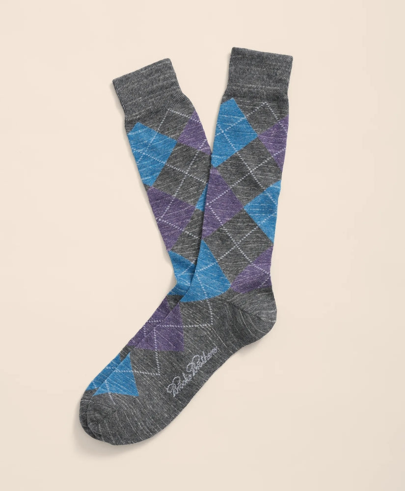 Cotton Blend Argyle Socks
