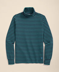 Cotton Blend Striped Turtleneck