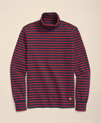 Cotton Blend Striped Turtleneck