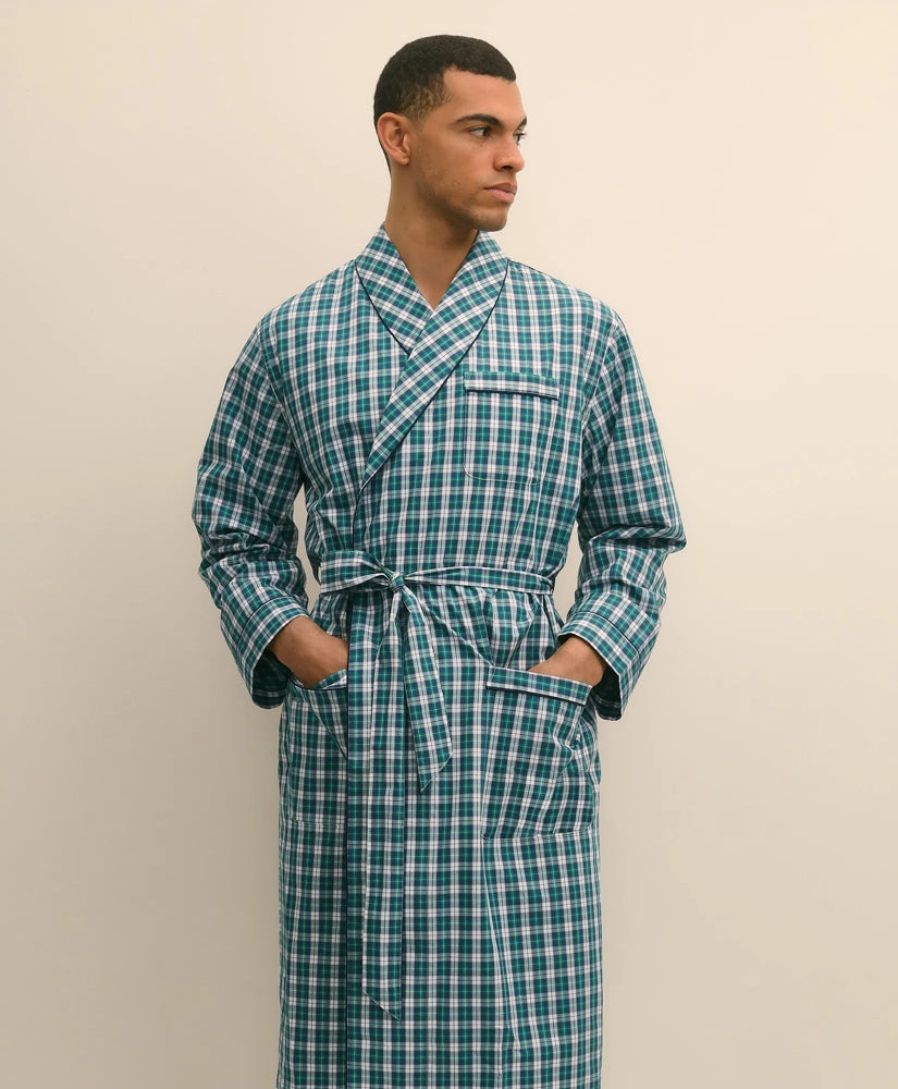 Cotton Broadcloth Plaid Robe