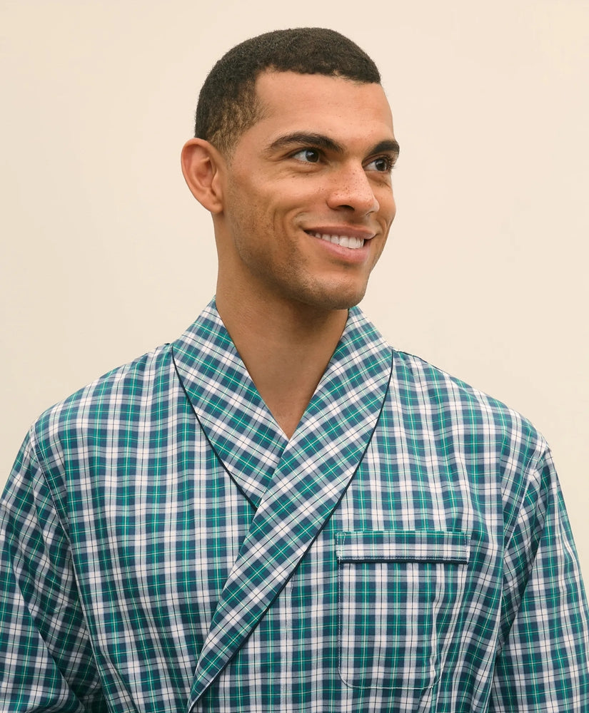 Cotton Broadcloth Plaid Robe