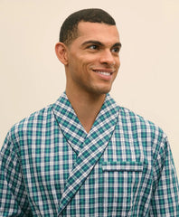 Cotton Broadcloth Plaid Robe