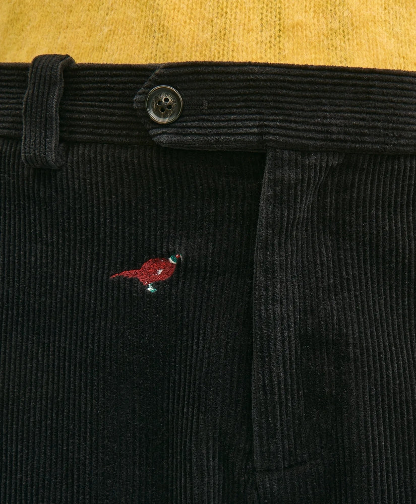 Slim Fit Cotton Corduroy Pheasant-Embroidered Chino