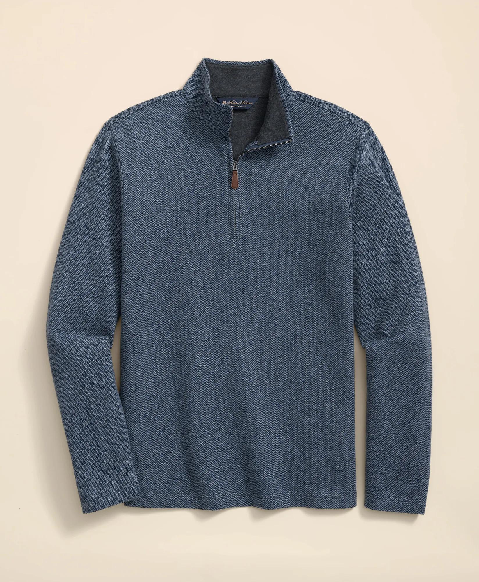 Cotton Herringbone Quarter-Zip
