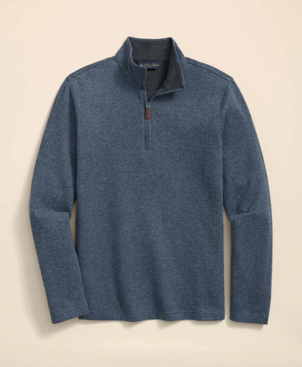 Cotton Herringbone Quarter-Zip
