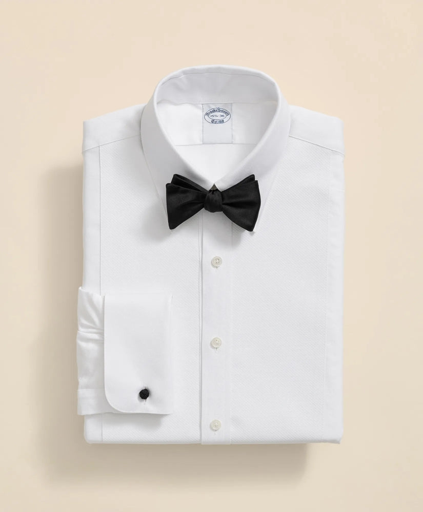 Cotton Oxford Button-Down Collar Pique Bib Tuxedo Shirt