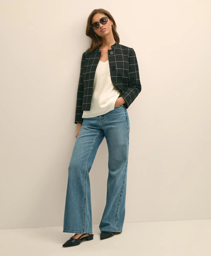 Cropped Windowpane Jacket
