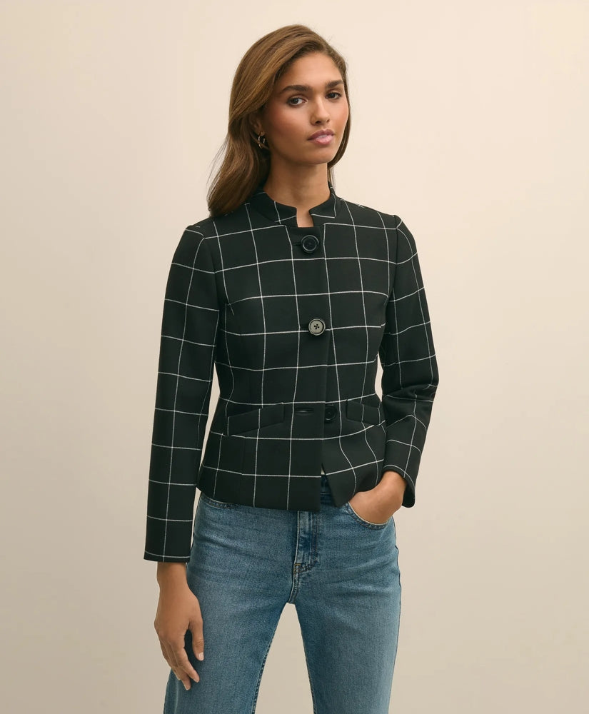 Cropped Windowpane Jacket