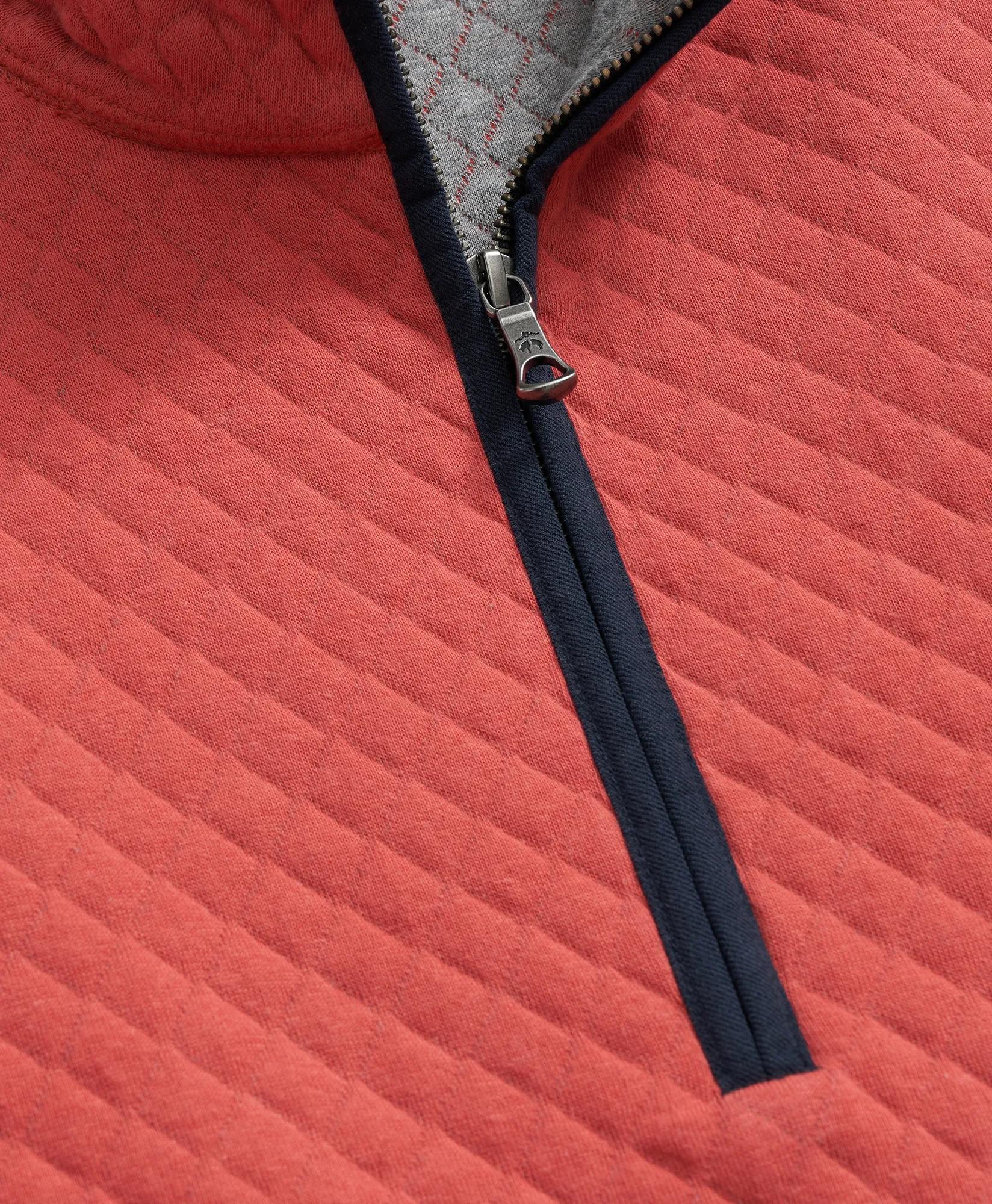Diamond-Quilted Quarter-Zip in Cotton Blend