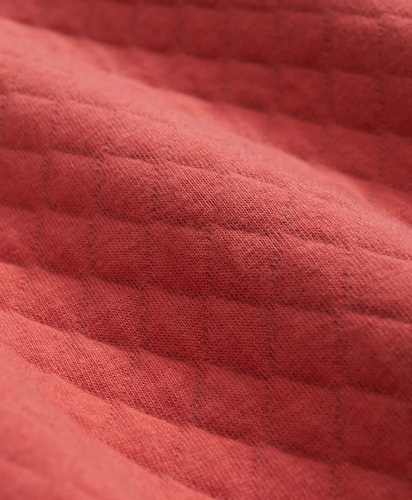 Diamond-Quilted Quarter-Zip in Cotton Blend