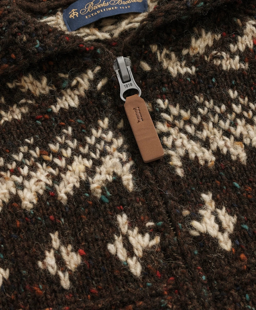 Donegal Wool Emblem Chunky Zip Cardigan