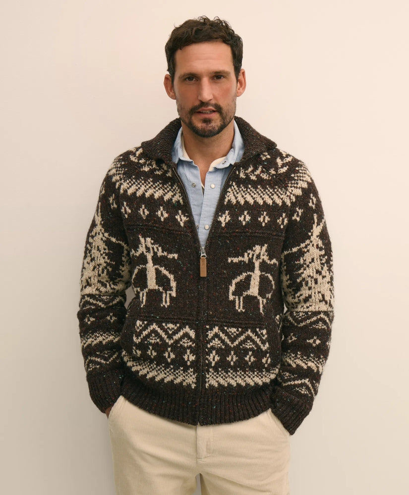 Donegal Wool Emblem Chunky Zip Cardigan