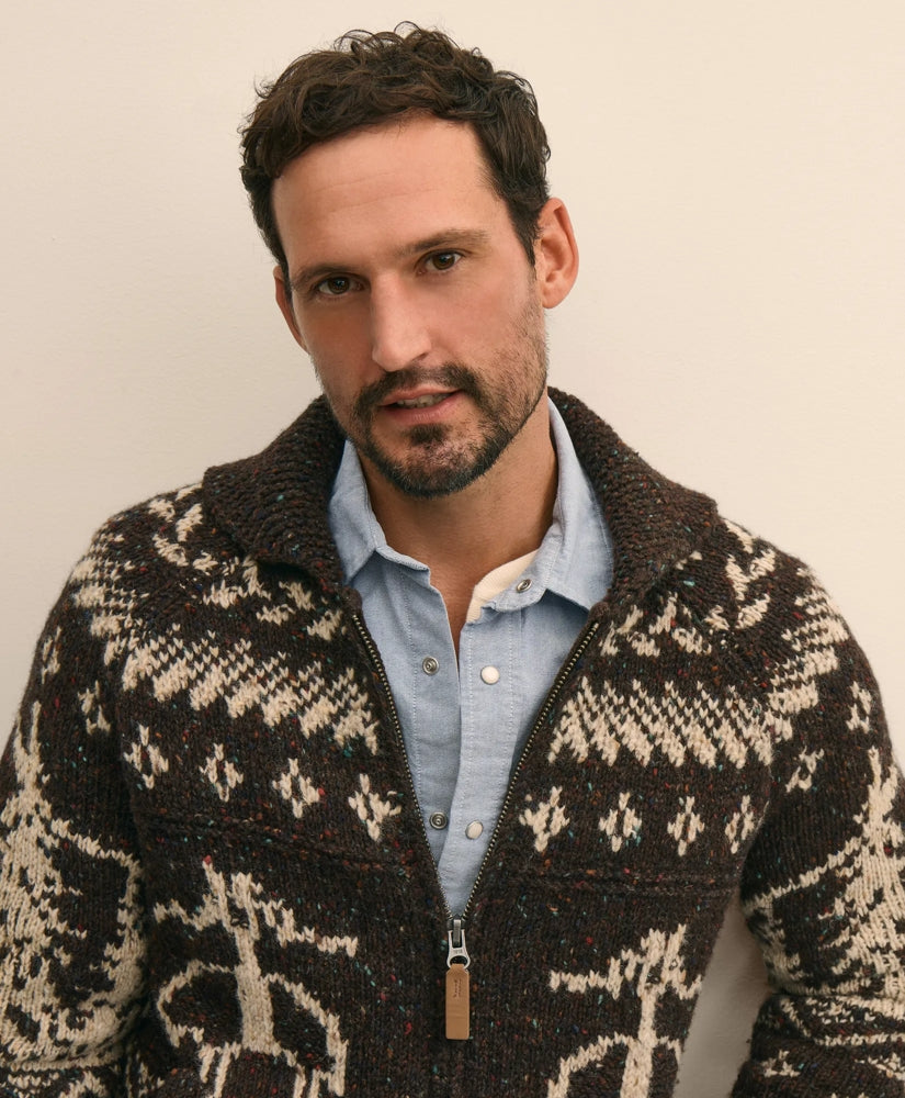 Donegal Wool Emblem Chunky Zip Cardigan