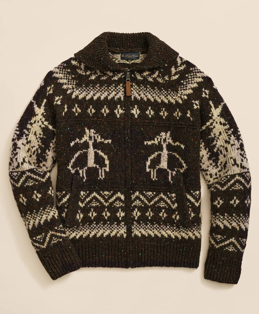 Donegal Wool Emblem Chunky Zip Cardigan