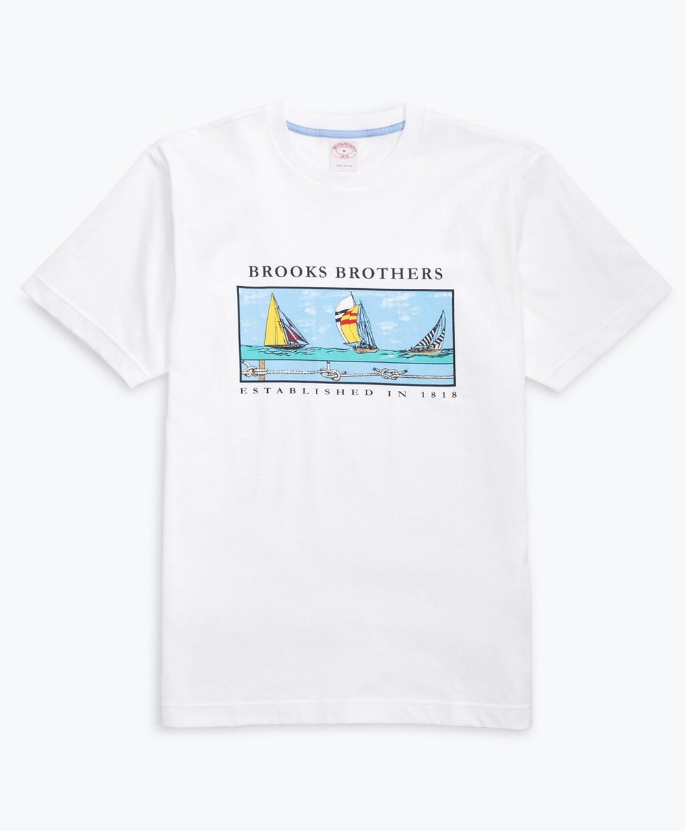 Boat-Print Cotton Jersey T-Shirt
