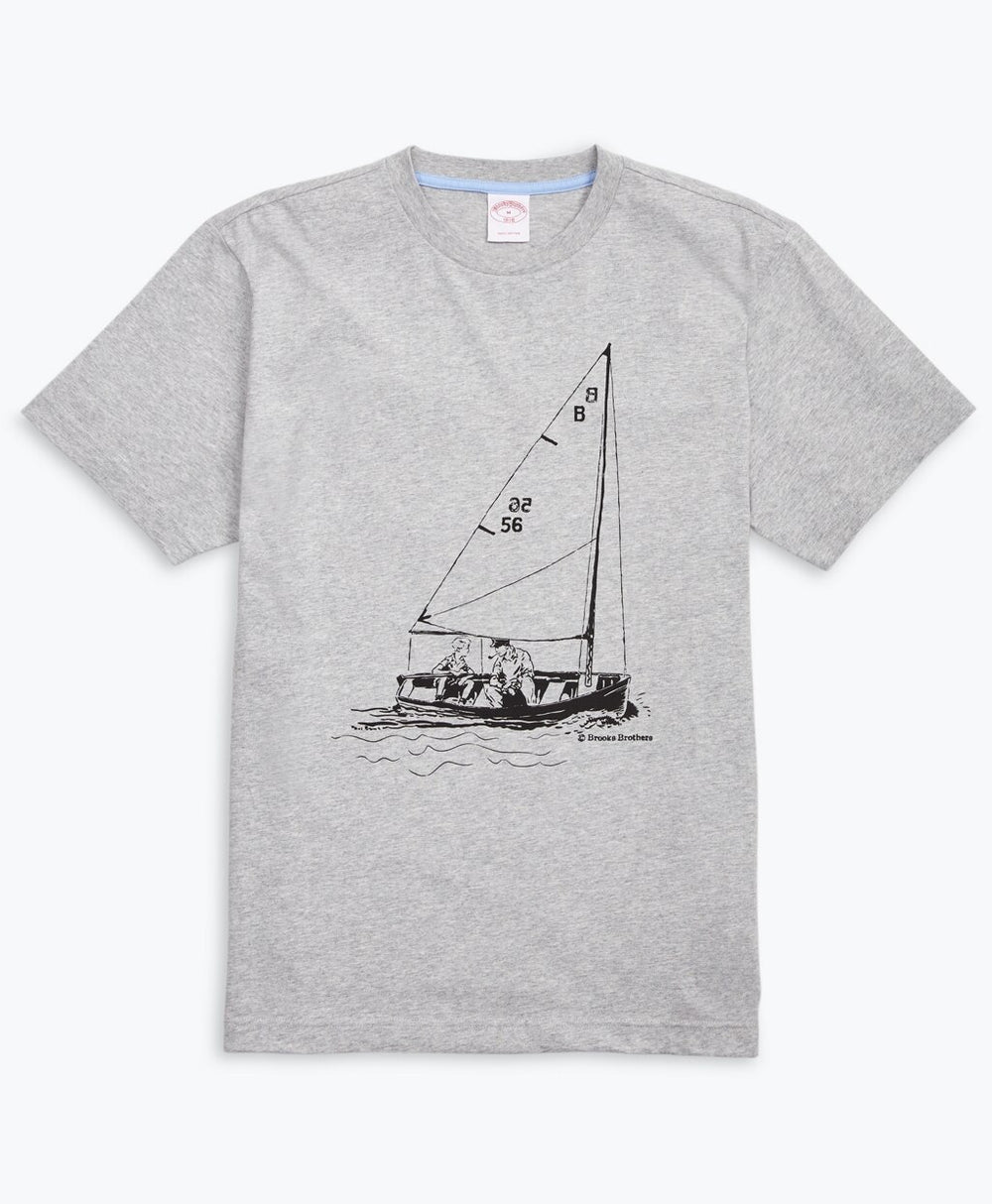 Sailboat-Print Cotton Jersey T-Shirt