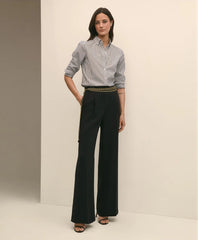 Easy Fit Elastic Back Crepe Wide-Leg Pants