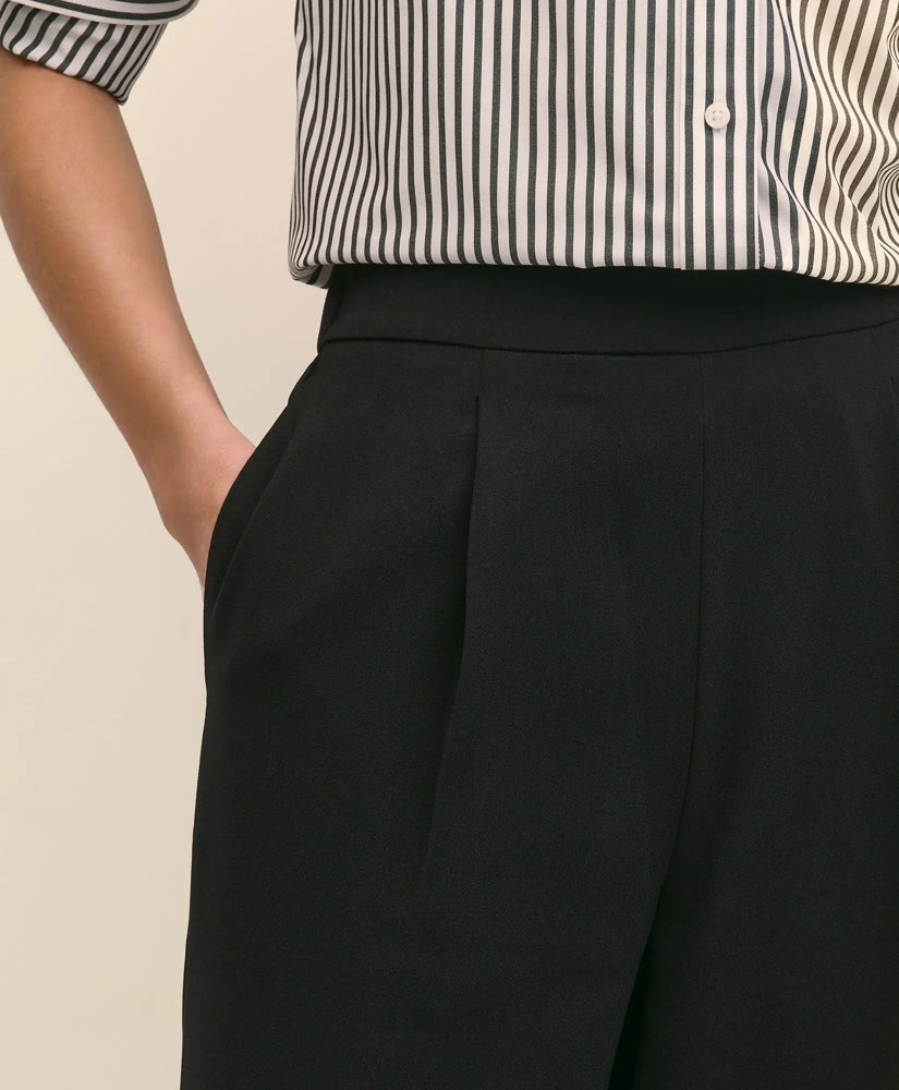 Easy Fit Elastic Back Crepe Wide-Leg Pants