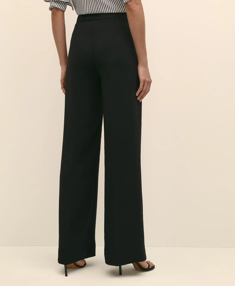 Easy Fit Elastic Back Crepe Wide-Leg Pants