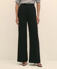 Easy Fit Elastic Back Crepe Wide-Leg Pants