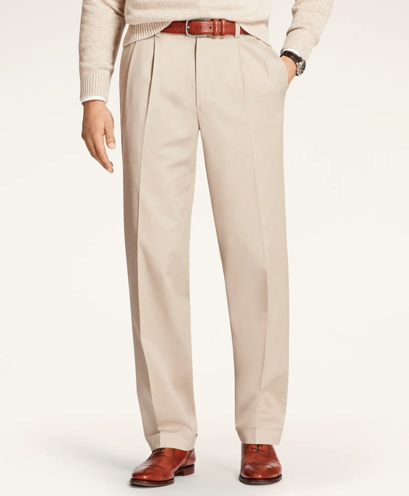 Pleated Traditional Fit Stretch Cotton Advantage Chino® Pants