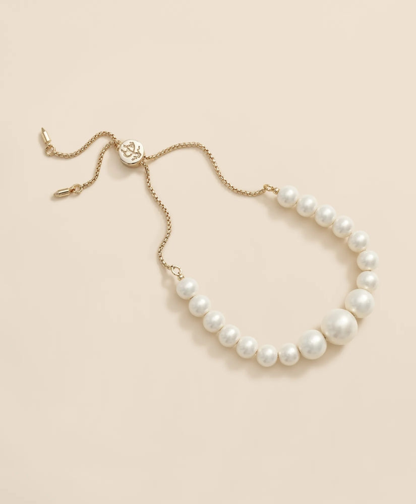 Faux-Pearl Gold-Plated Bolo Bracelet