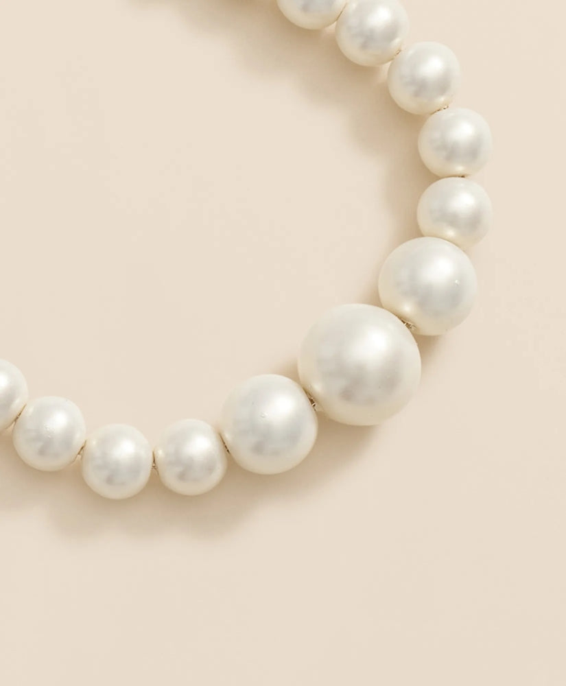 Faux-Pearl Gold-Plated Bolo Bracelet