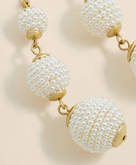 Faux-Pearl Sphere Linear Earrings