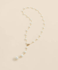 Faux Pearl & Gold-Toned Y-Neck Necklace