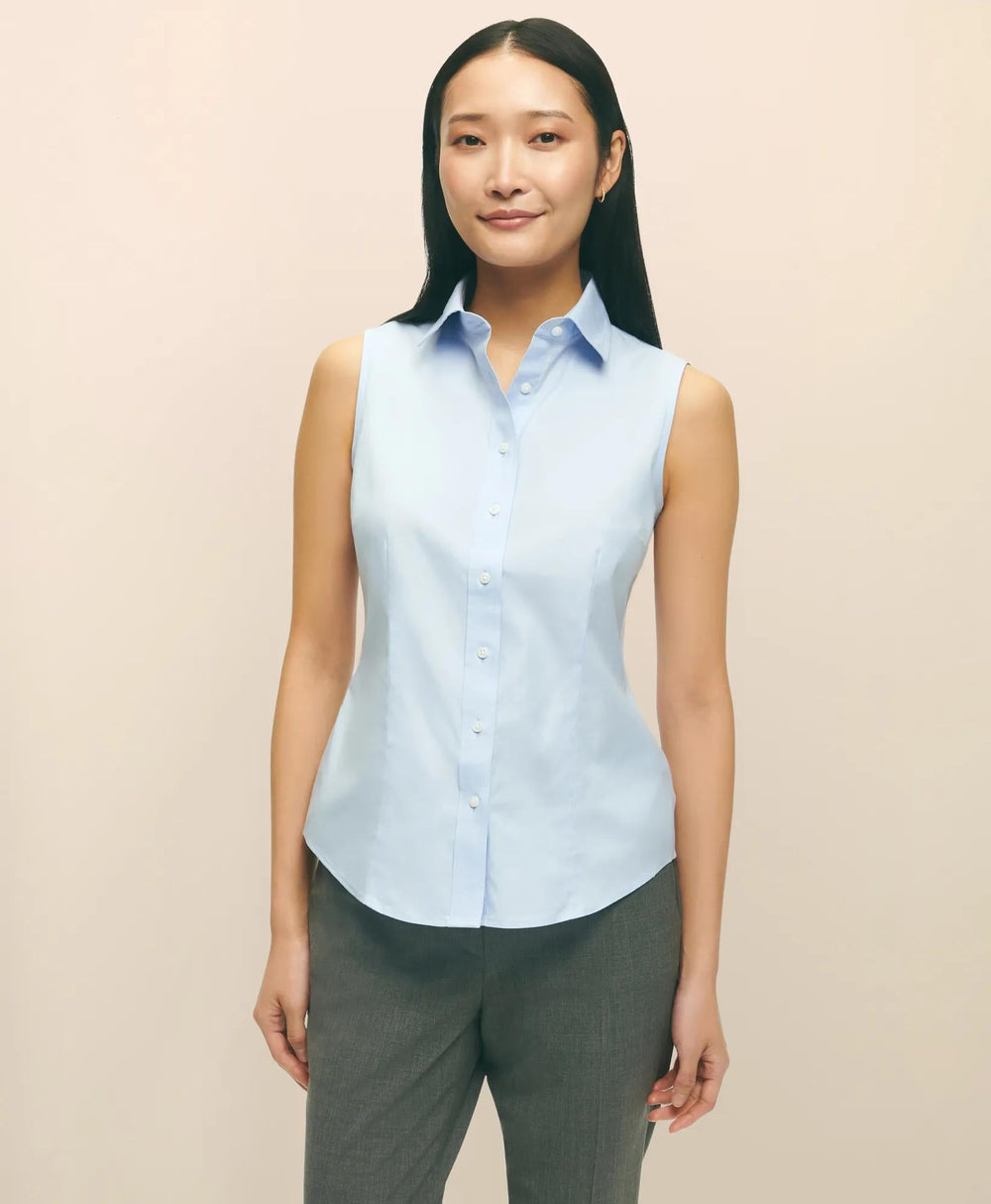 Fitted Non-Iron Stretch Supima® Cotton Sleeveless Dress Shirt