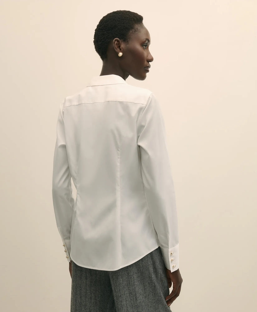 Fitted Supima® Cotton Open Notch Collar Dress Shirt