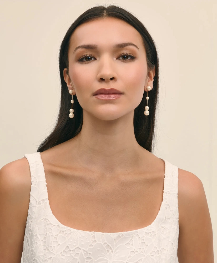 Floating Faux-Pearl Drop Earrings