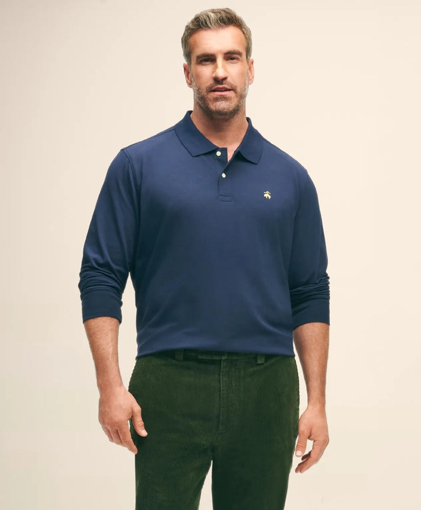 Golden Fleece® Big & Tall Stretch Supima® Long-Sleeve Polo Shirt