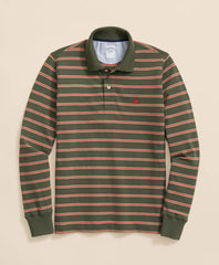 Golden Fleece® Stretch Supima® Long-Sleeve Striped Polo Shirt