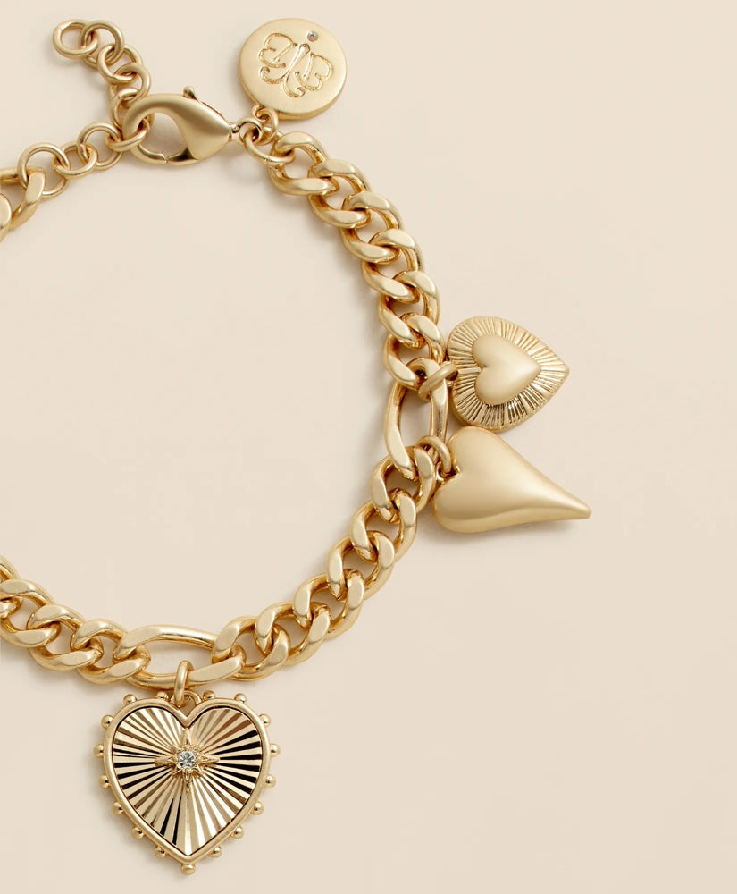 Gold-Toned Heart Charm Bracelet