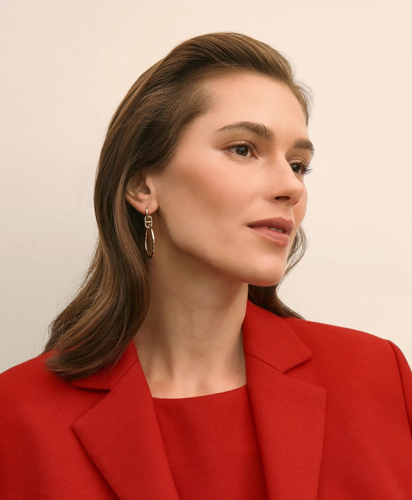 Gold-Toned Mariner Link Drop Hoop Earrings