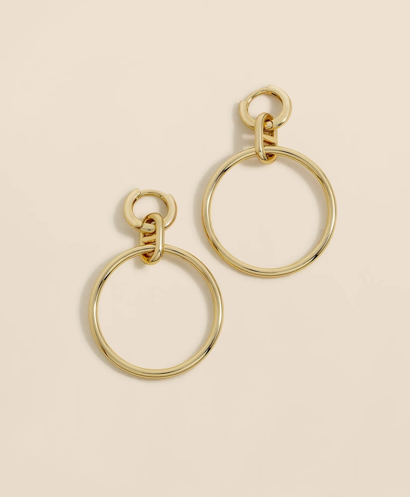 Gold-Toned Mariner Link Drop Hoop Earrings