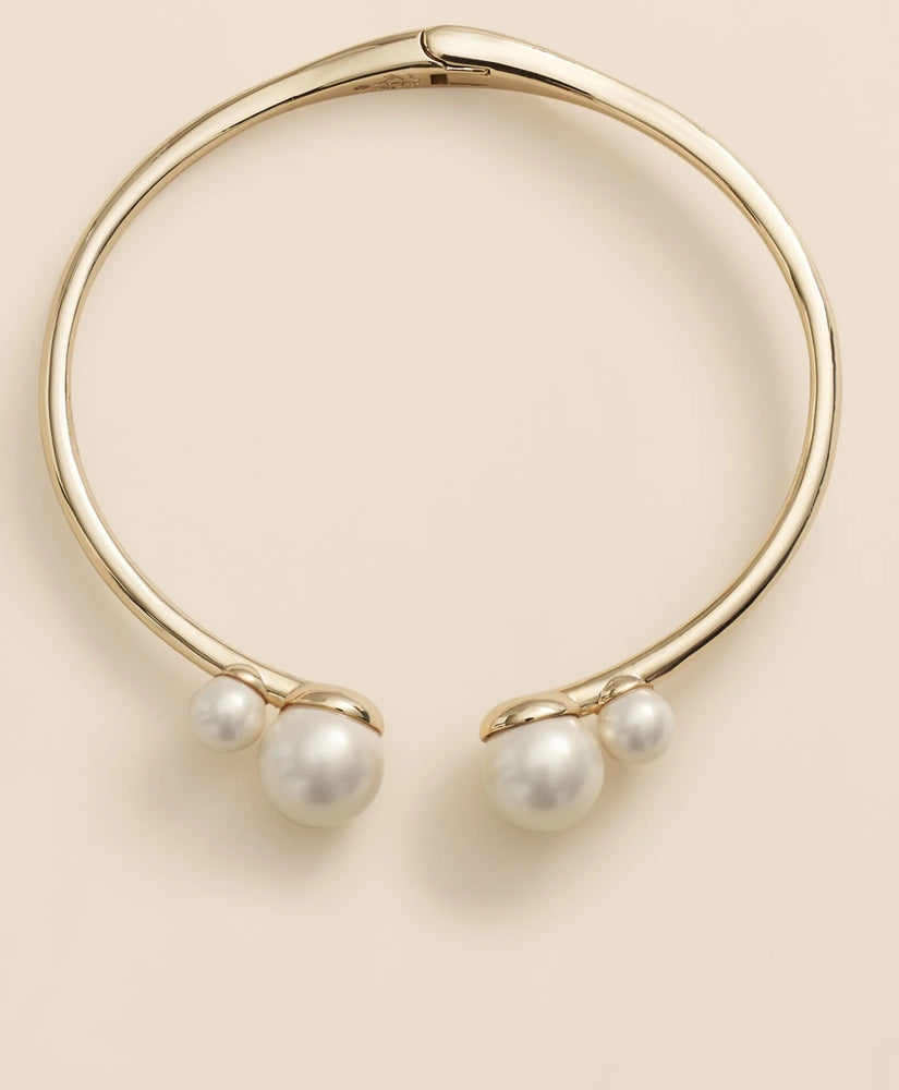 Gold-Tone Faux-Pearl Bangle