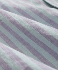 Striped Short-Sleeve Shirt Irish Linen Camp Collar