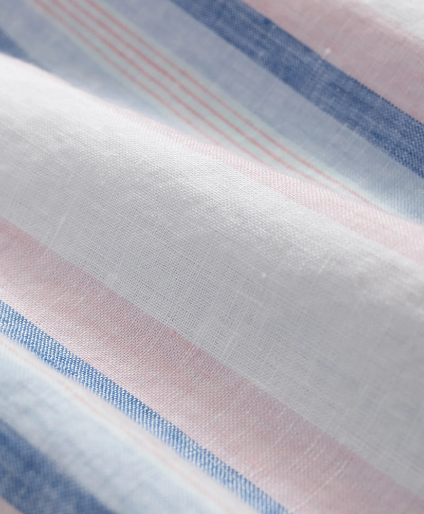 Awning Stripe Shirt Irish Linen Polo Button Down Collar