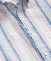 Awning Stripe Shirt Irish Linen Polo Button Down Collar