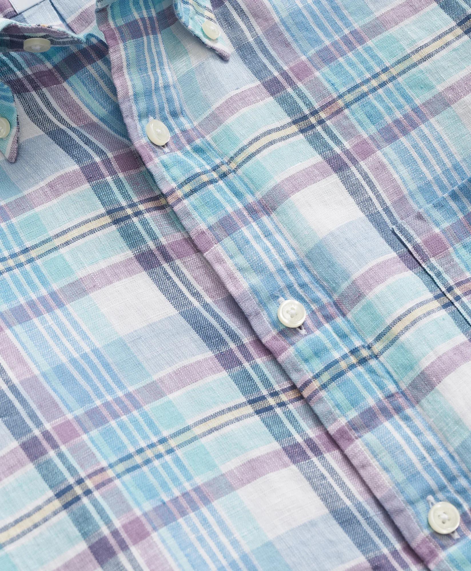 Plaid Shirt Irish Linen Polo Button Down Collar