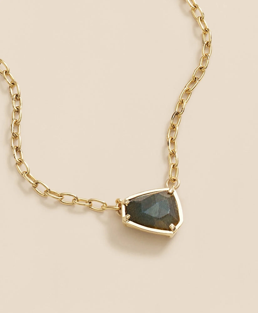 Loni Paul Asymmetrical Labradorite Bar Necklace in 14K Plated Gold