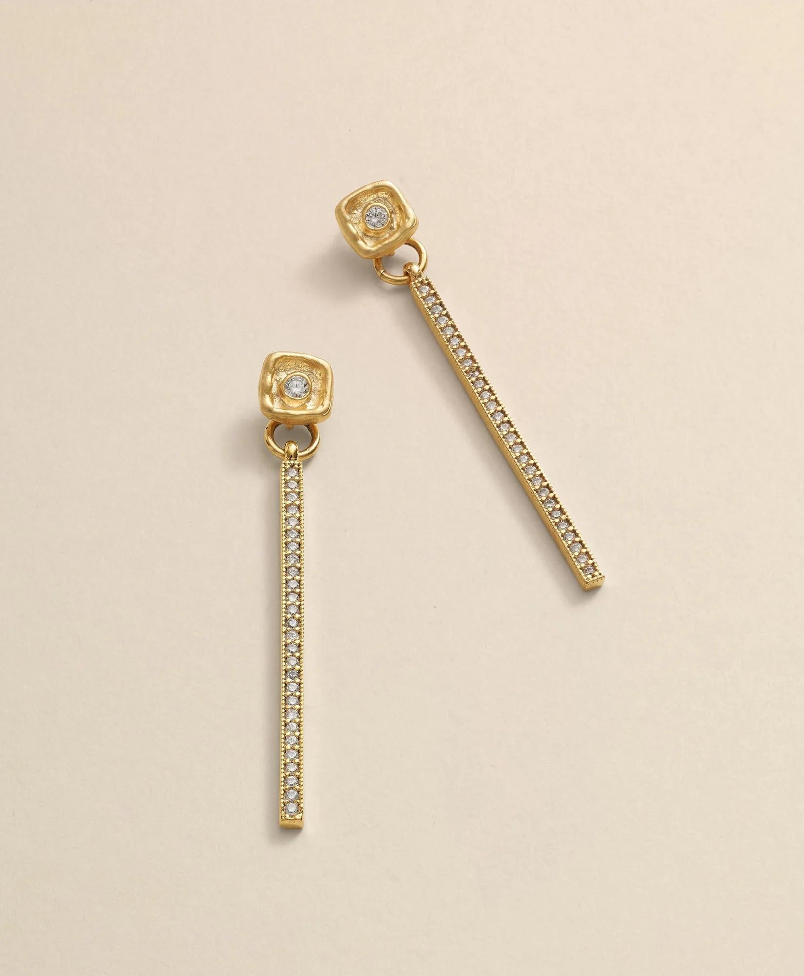 Loni Paul Crystal Bar Earrings in 14K Plated Gold