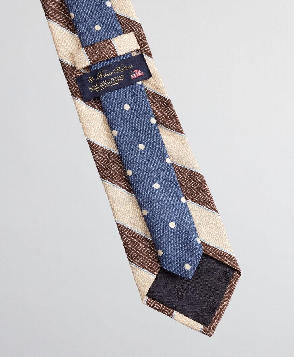 Silk and Linen Texture Stripe with Dot Tie